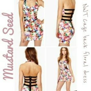 🆕 Mustard Seed floral cage bodycon dress